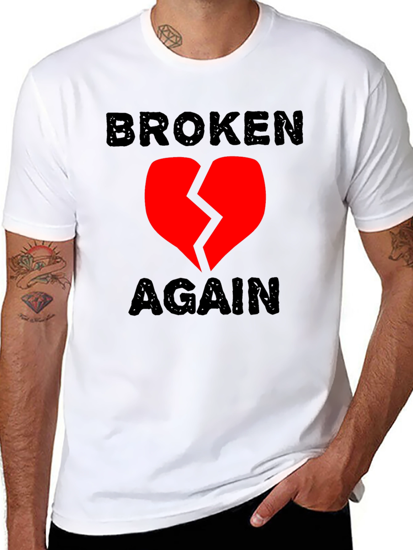 Broken Again Heart Graphic Tee - Trendy Emotional T-Shirt