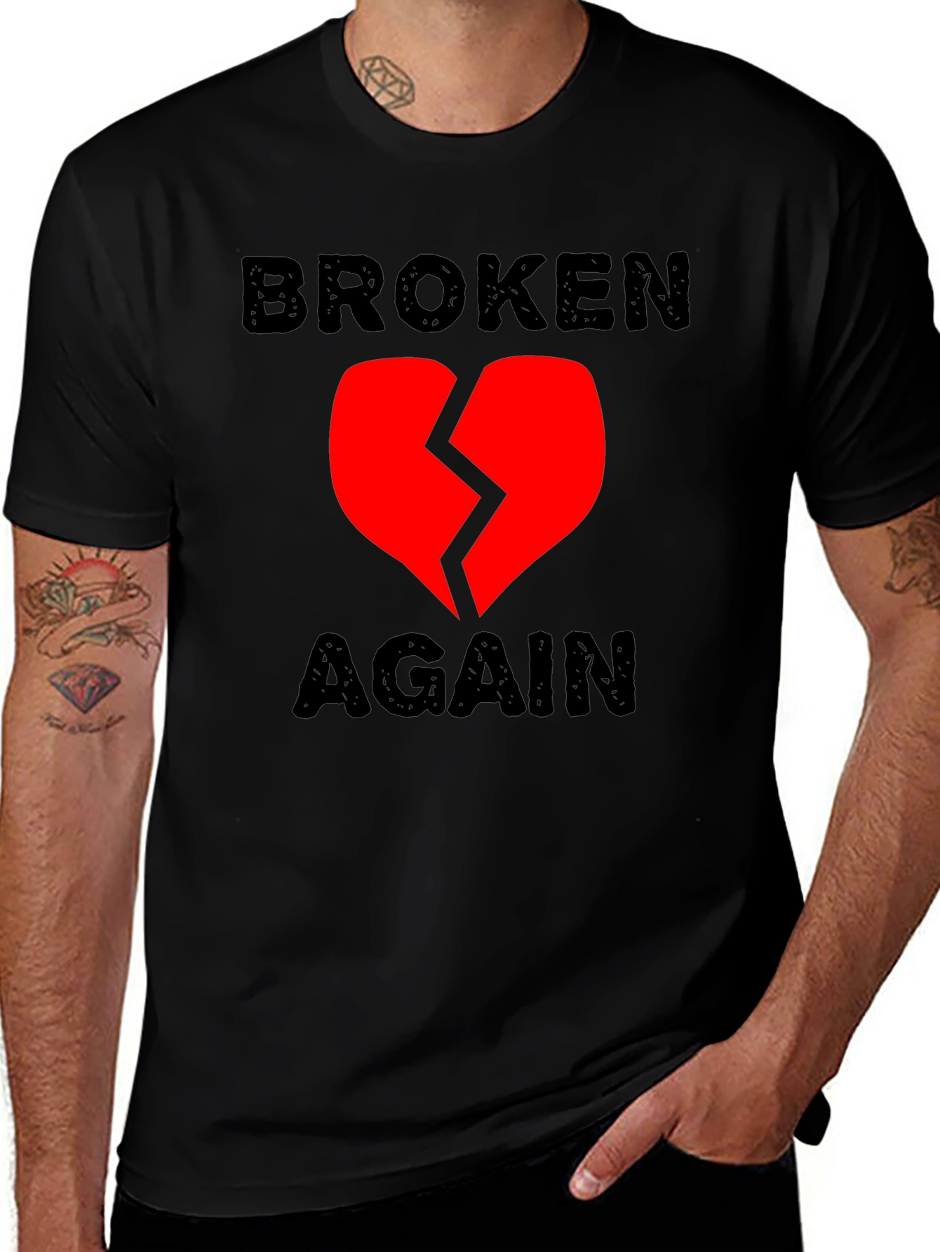 Broken Again Heart Graphic Tee - Trendy Emotional T-Shirt