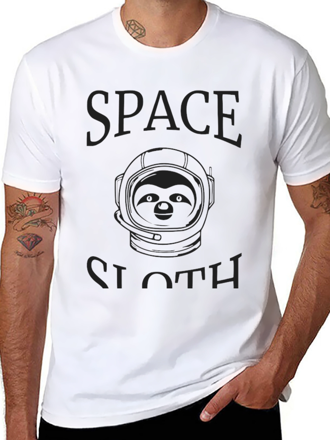 Space Sloth Black T-Shirt