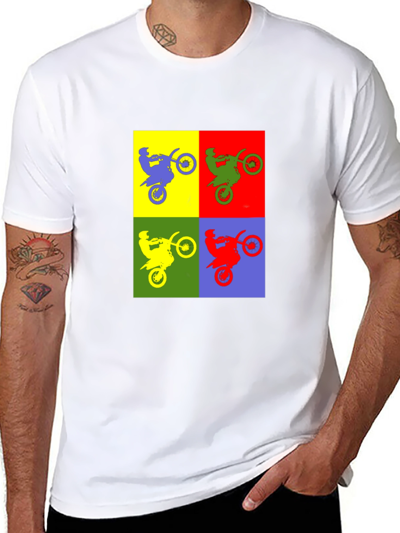 Motorcycle Pop Art T-Shirt - Black