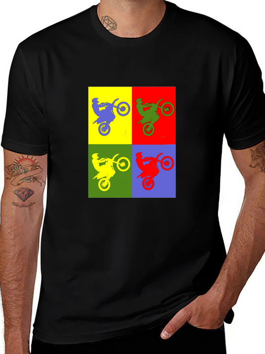 Motorcycle Pop Art T-Shirt - Black
