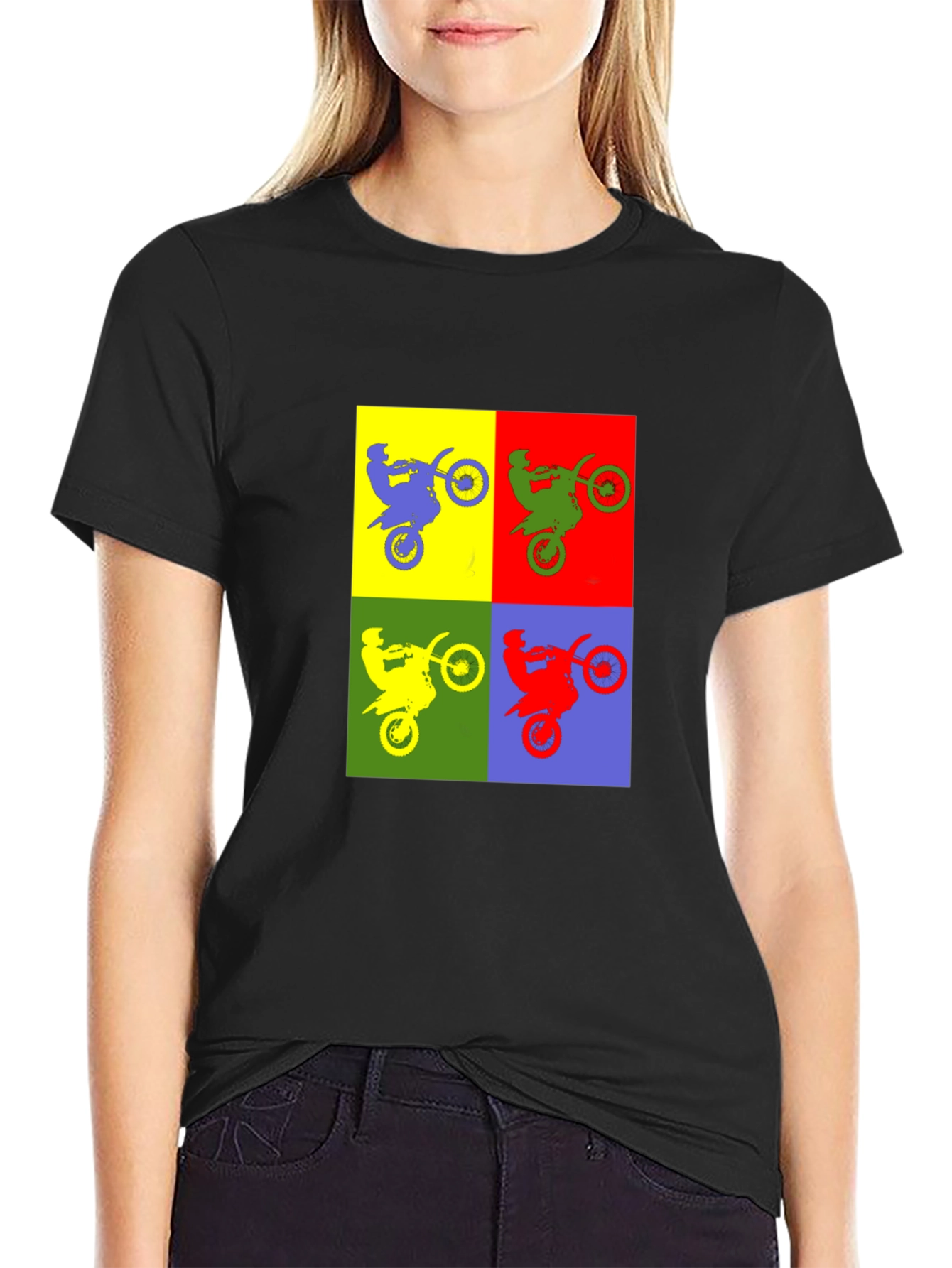 Motorcycle Pop Art T-Shirt - Black