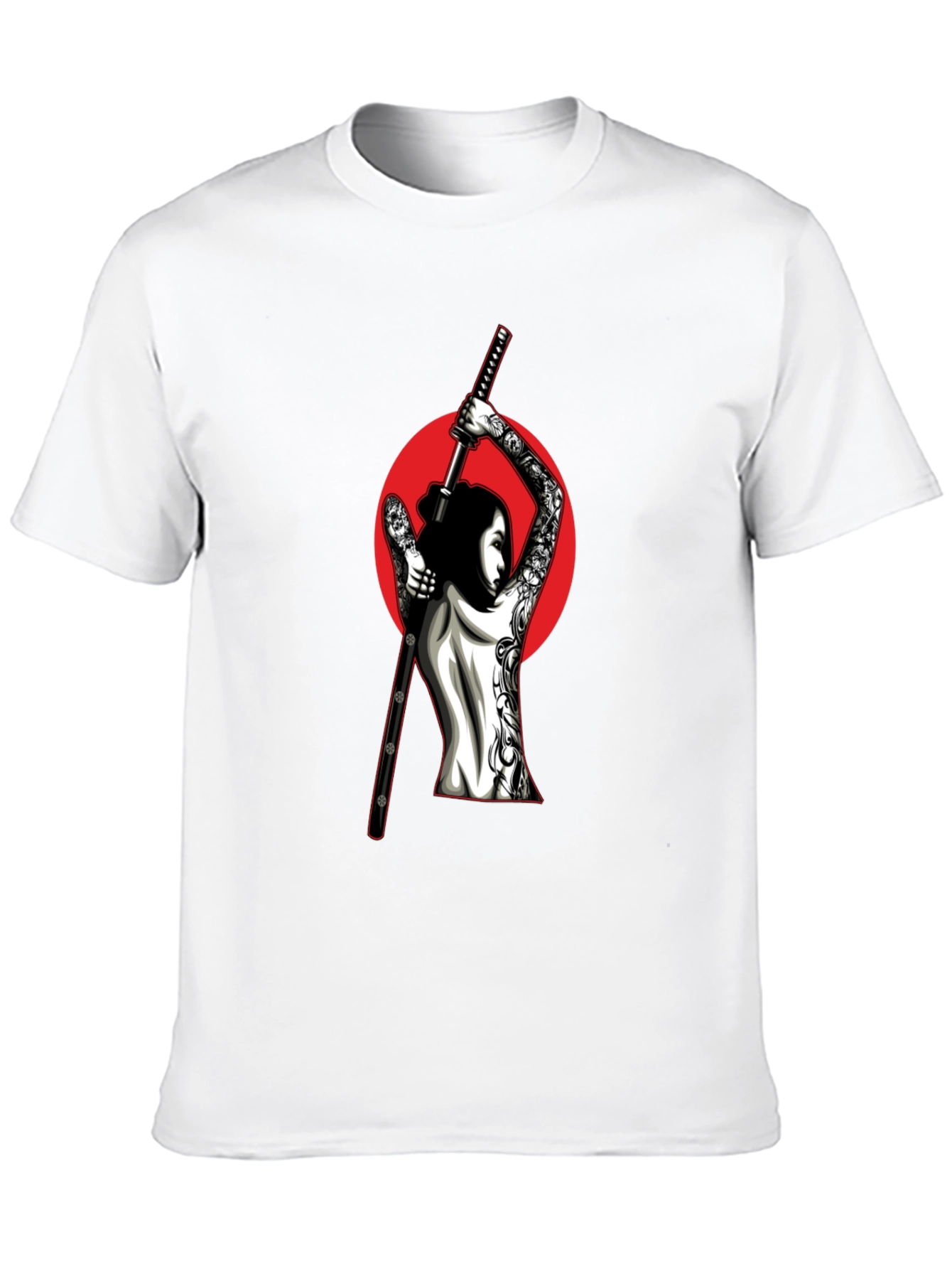 Samurai Woman Graphic T-Shirt - Black