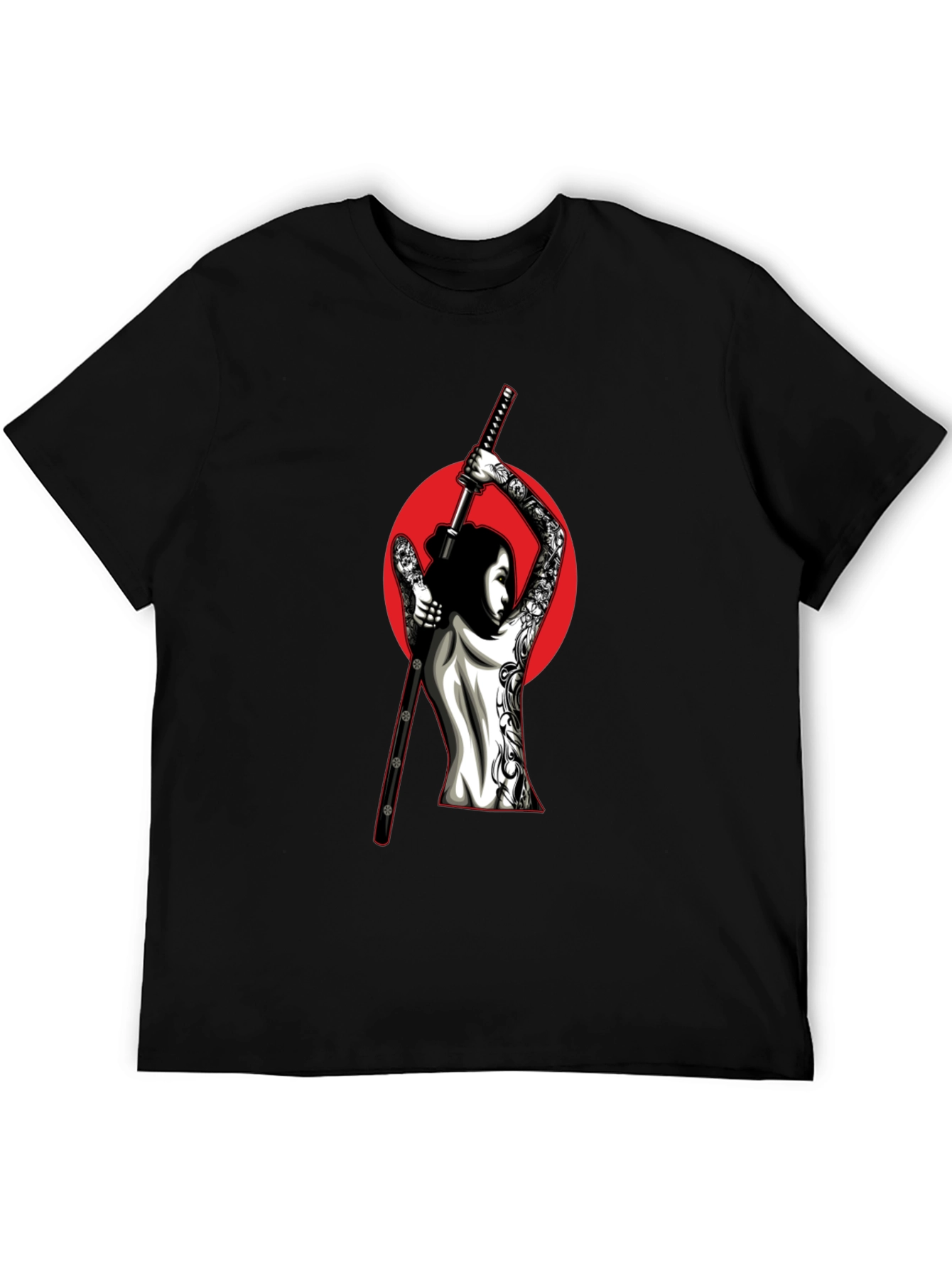Samurai Woman Graphic T-Shirt - Black