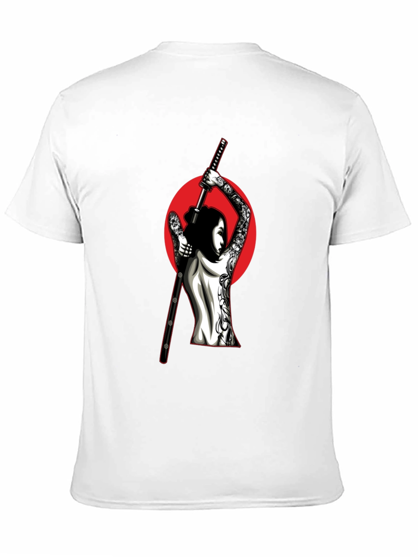 Samurai Woman Graphic T-Shirt - Black