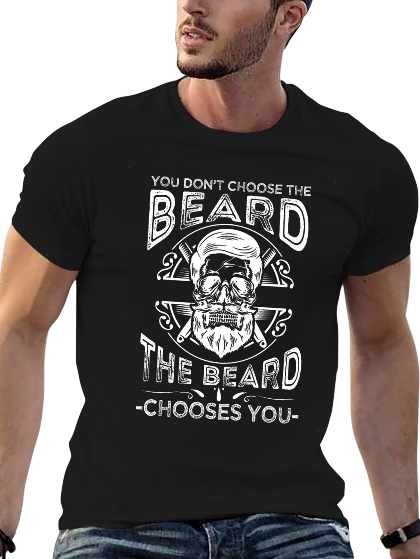 Beard Skull Graphic T-Shirt