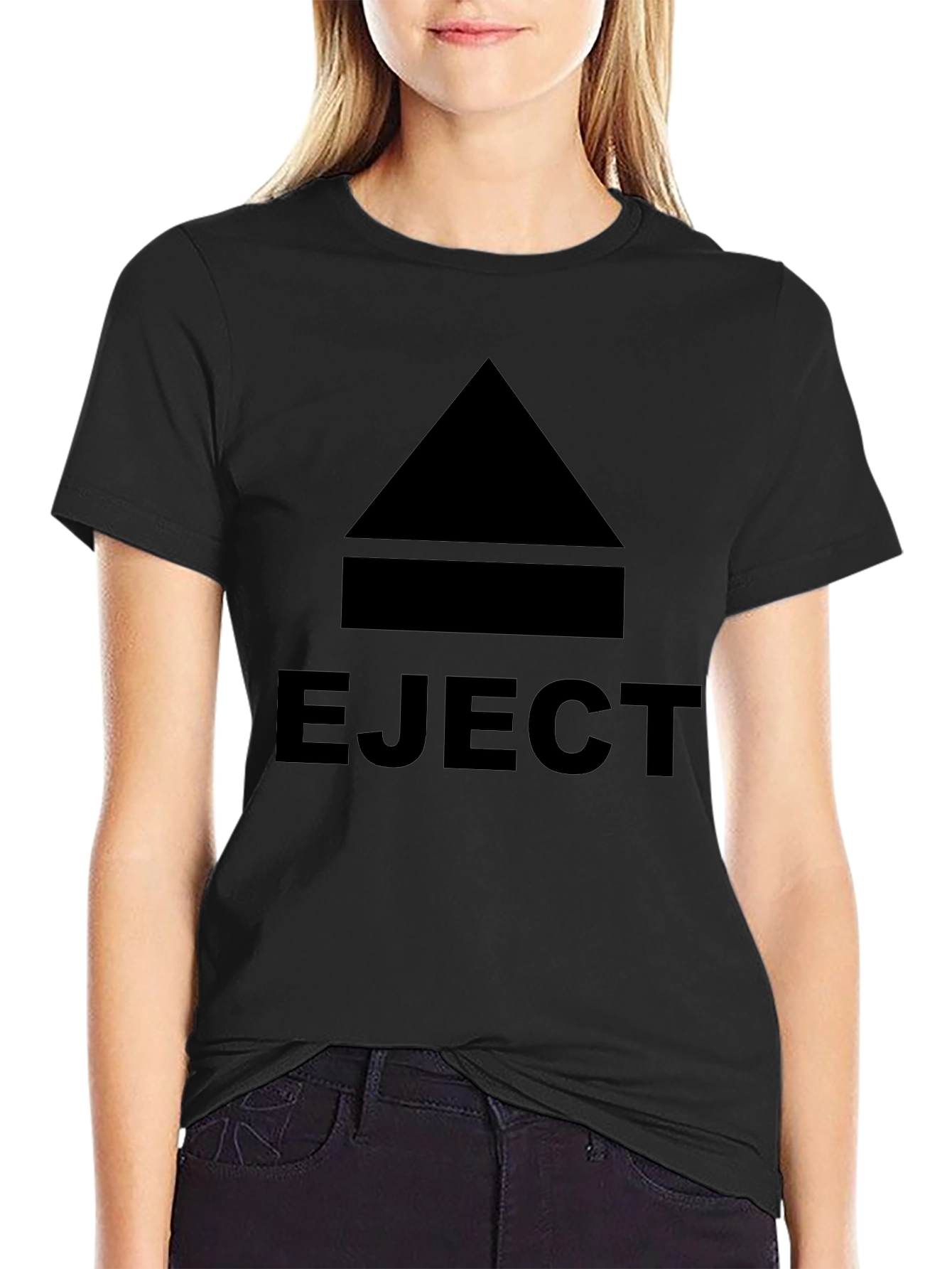 Eject Graphic Tee - Black Crew Neck T-Shirt