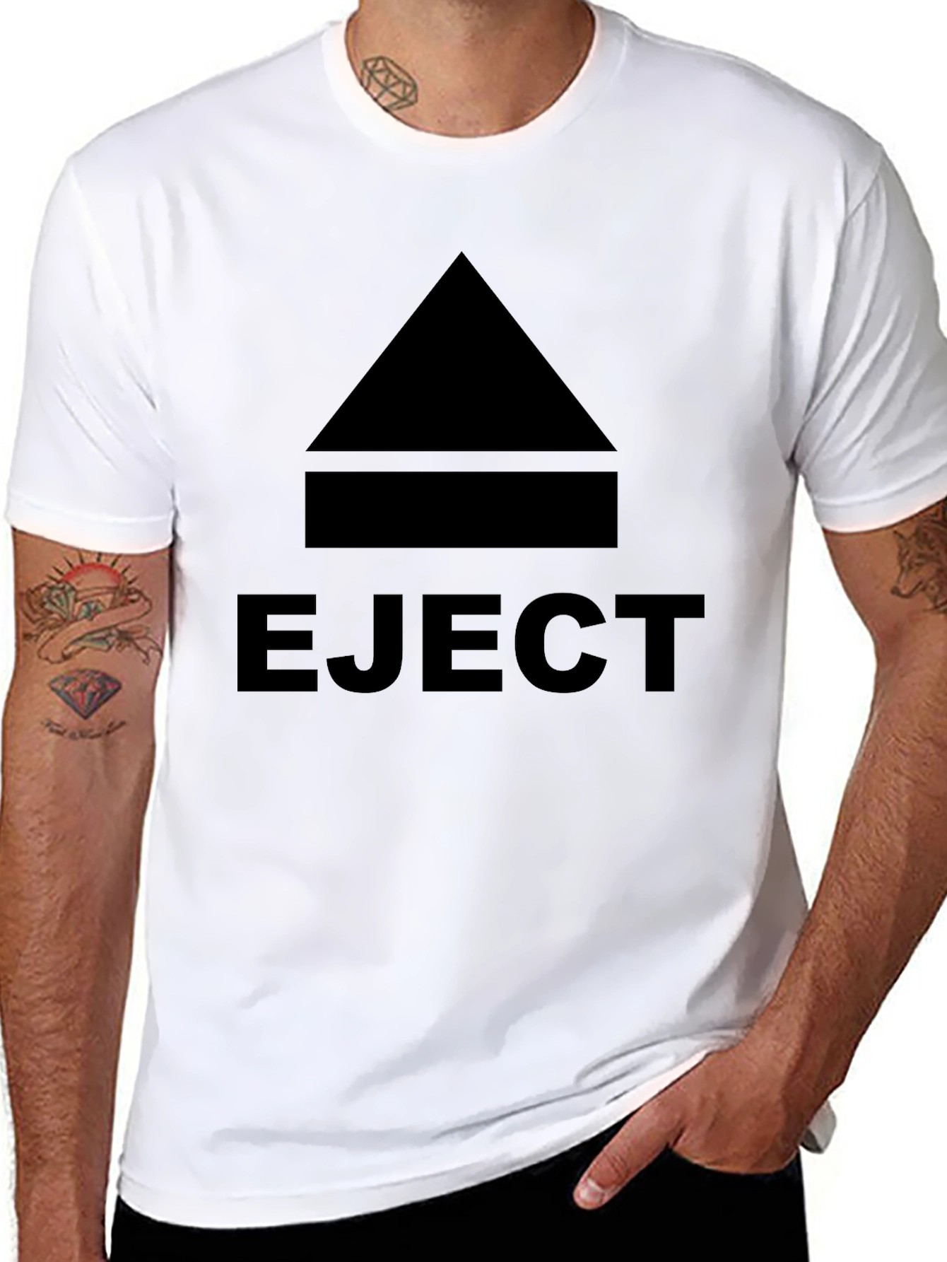 Eject Graphic Tee - Black Crew Neck T-Shirt