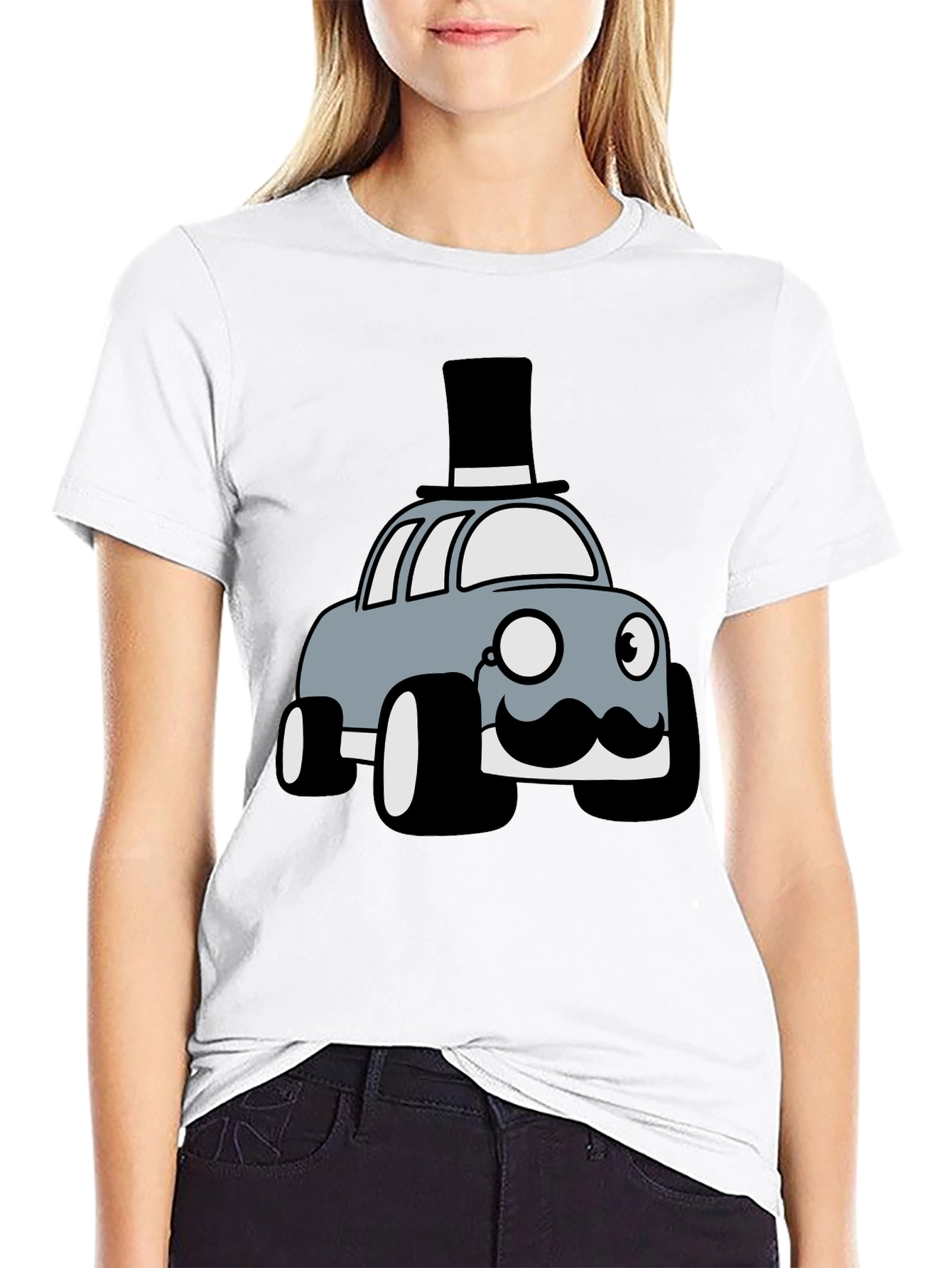 Novelty Car T-Shirt - Top Hat Monocle Design
