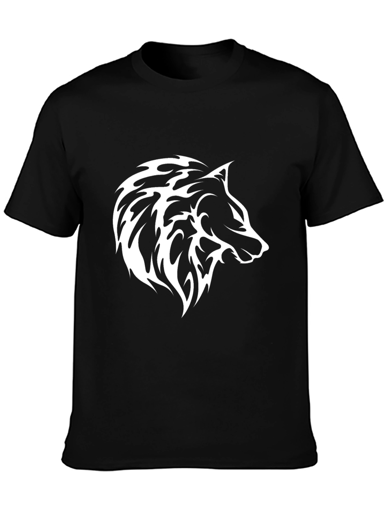 Black Wolf Graphic T-Shirt - Tribal Style