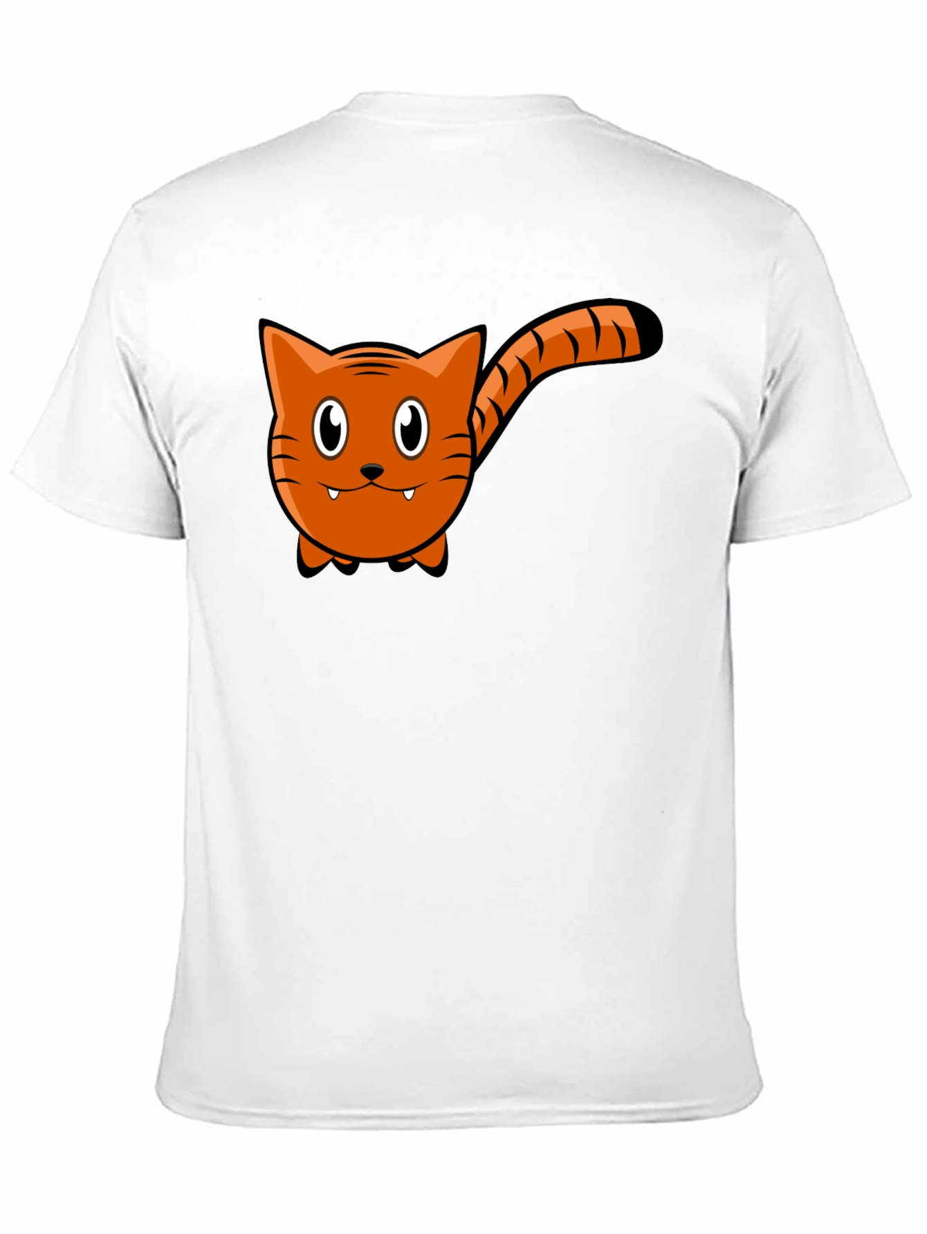 Cartoon Cat Graphic Tee - Black Cotton T-Shirt