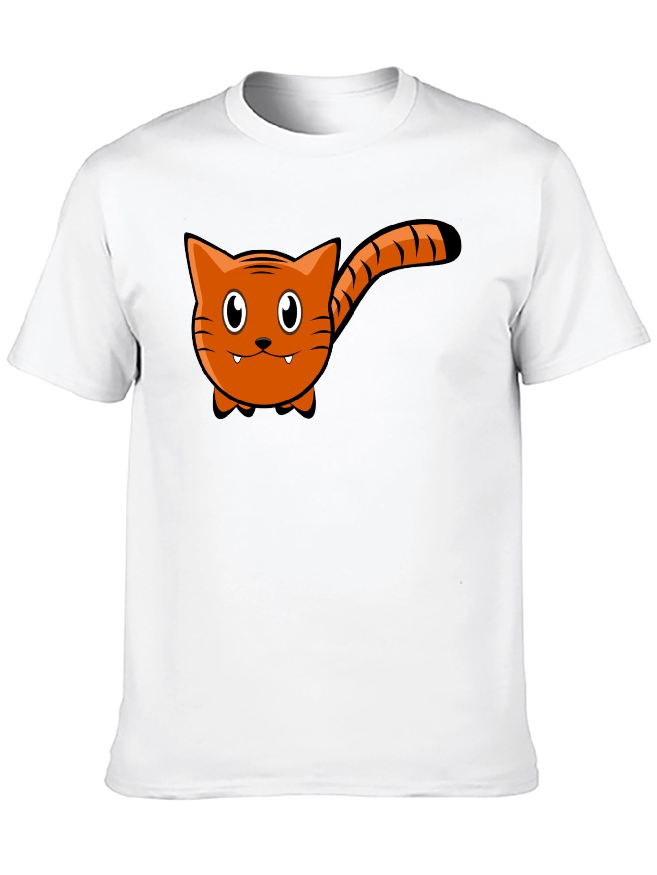 Cartoon Cat Graphic Tee - Black Cotton T-Shirt