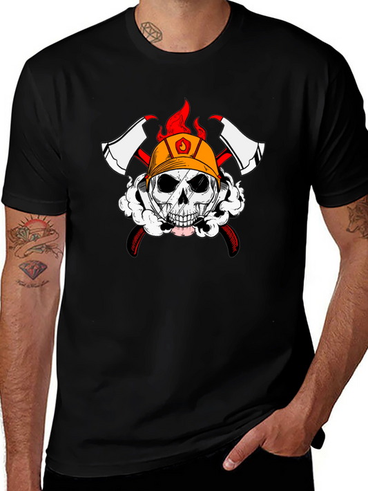 Firefighter Skull & Axes Graphic T-Shirt