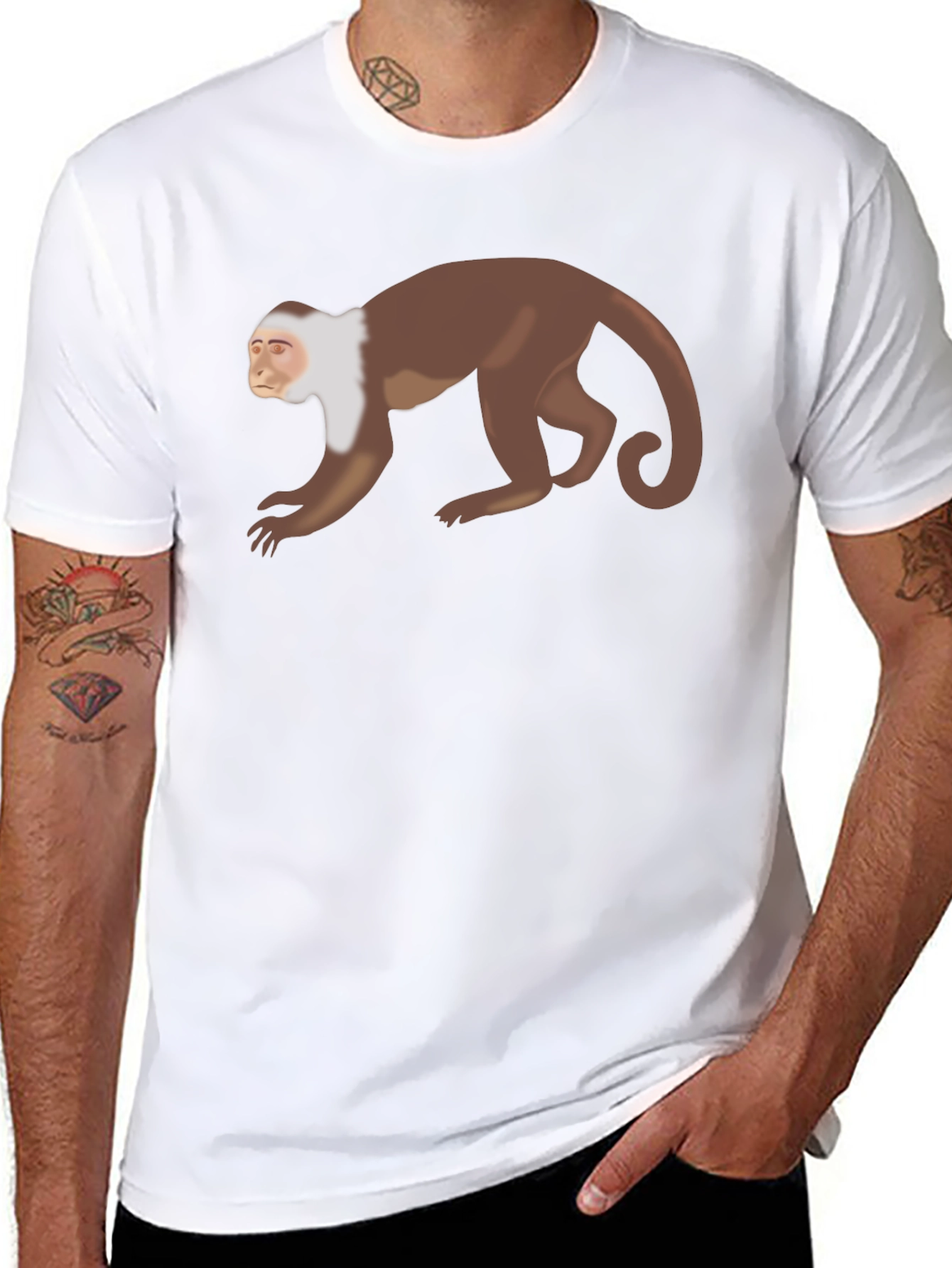 Capuchin Monkey Graphic T-Shirt - Unisex Black Tee