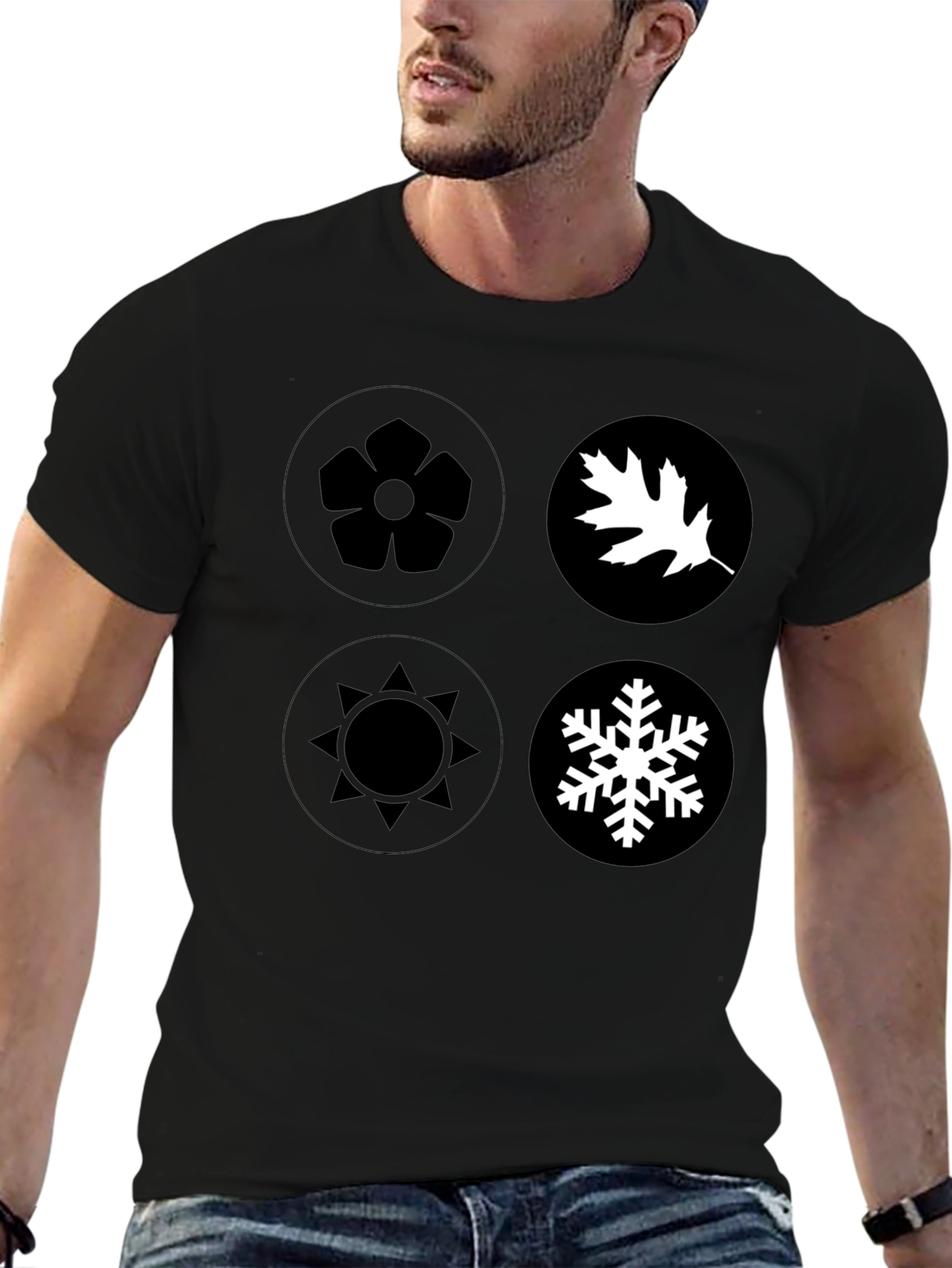Seasons Graphic Tee - Black Cotton Casual Wear