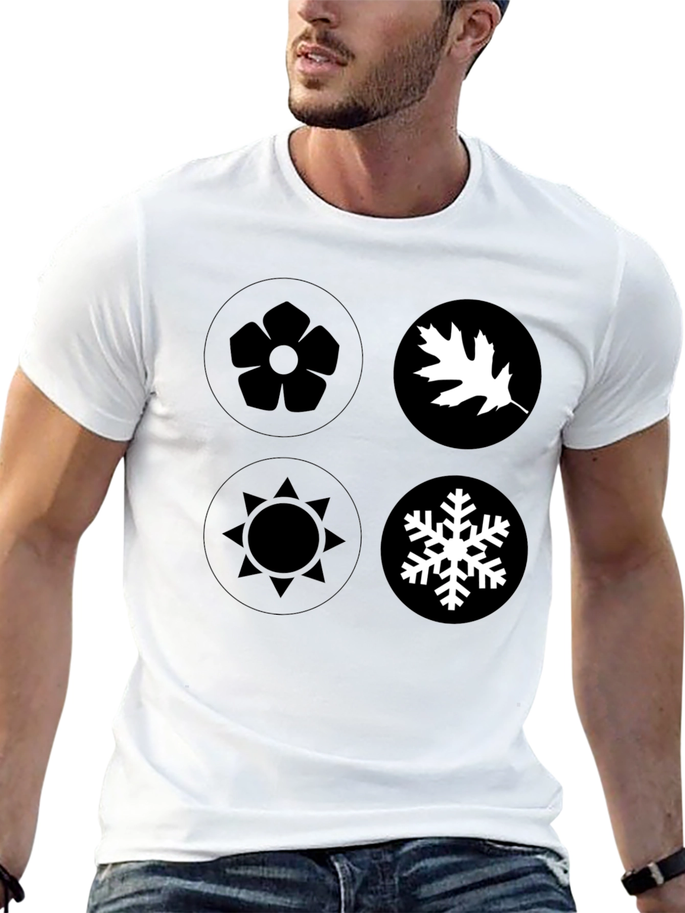 Seasons Graphic Tee - Black Cotton Casual Wear