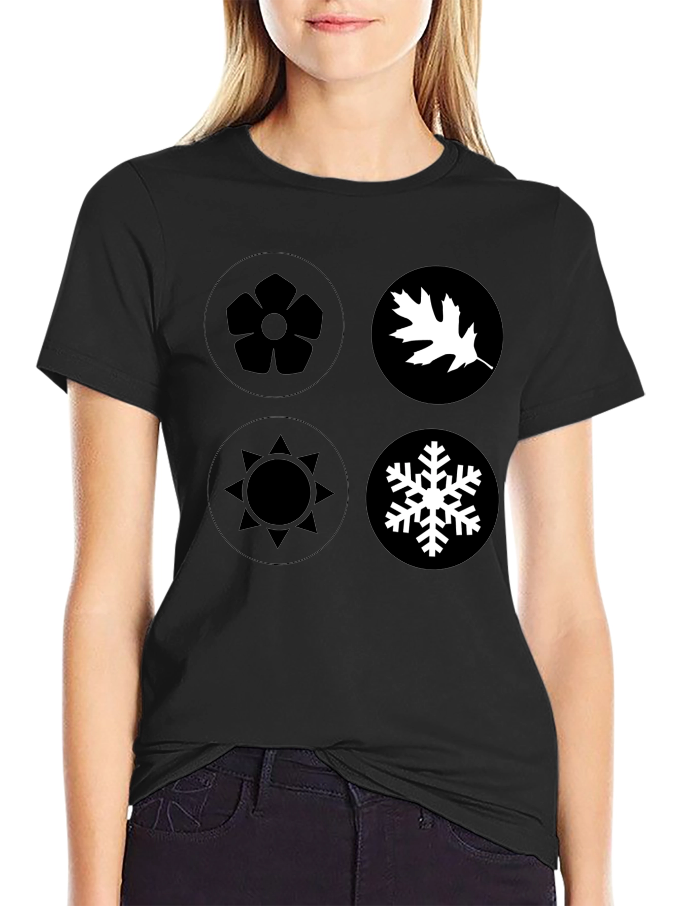 Seasons Graphic Tee - Black Cotton Casual Wear