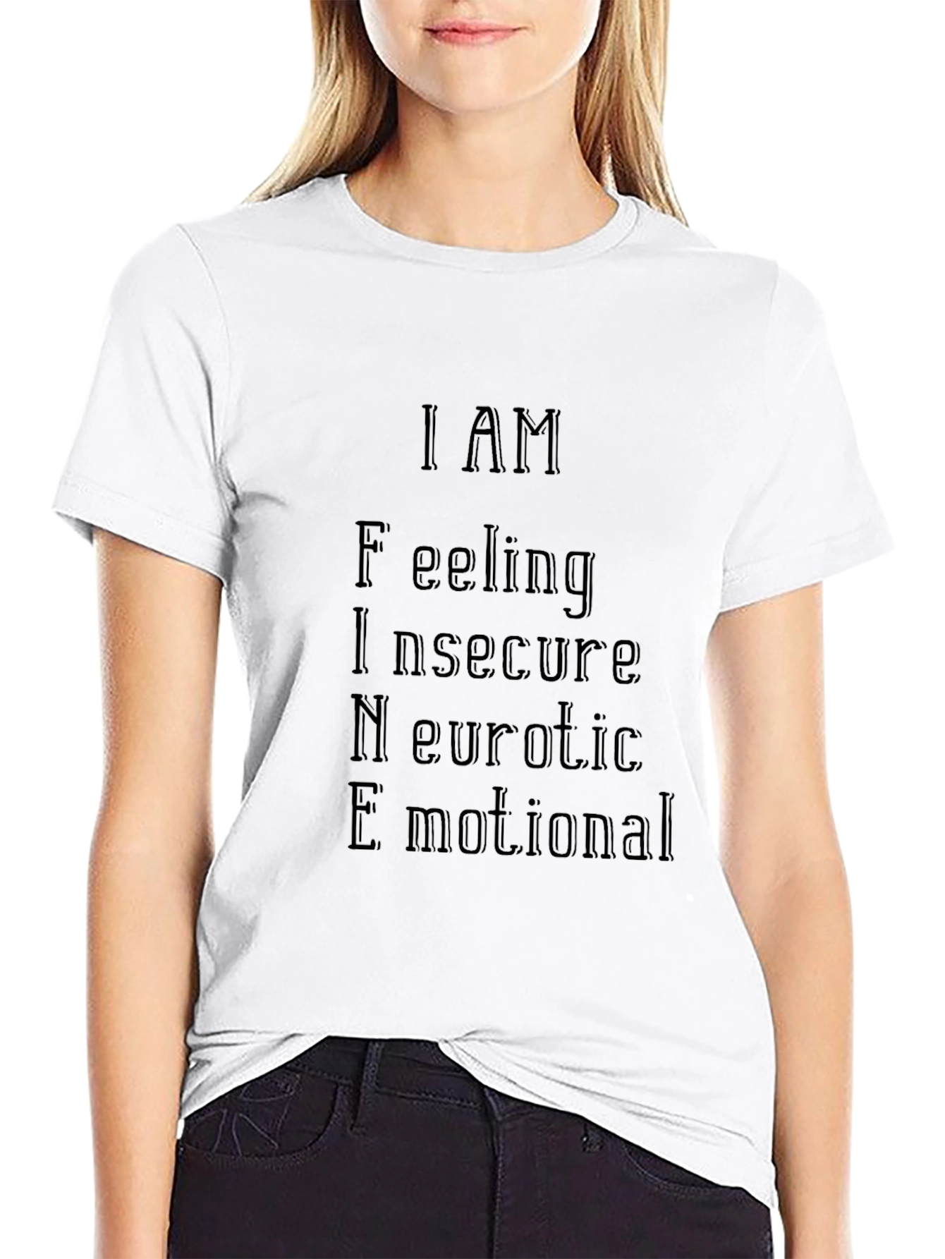 I AM F.I.N.E. T-Shirt - Black Mens Fashion