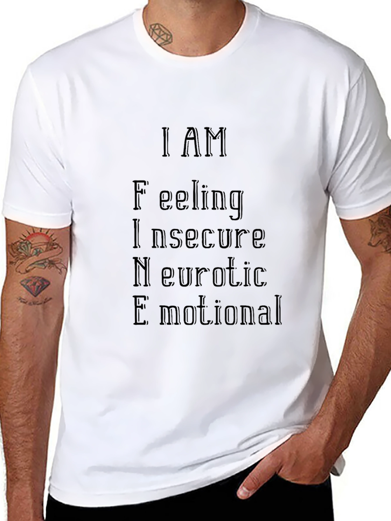 I AM F.I.N.E. T-Shirt - Black Mens Fashion