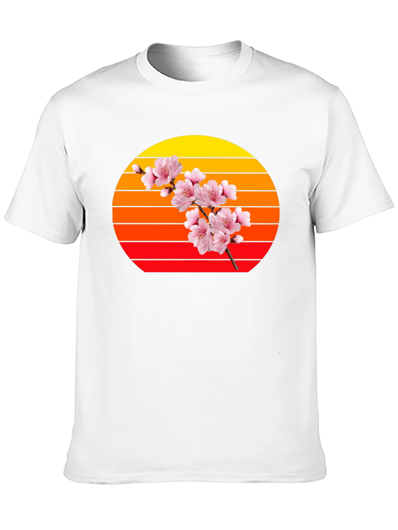 Cherry Blossom Sunset Graphic Tee - Trendy Style