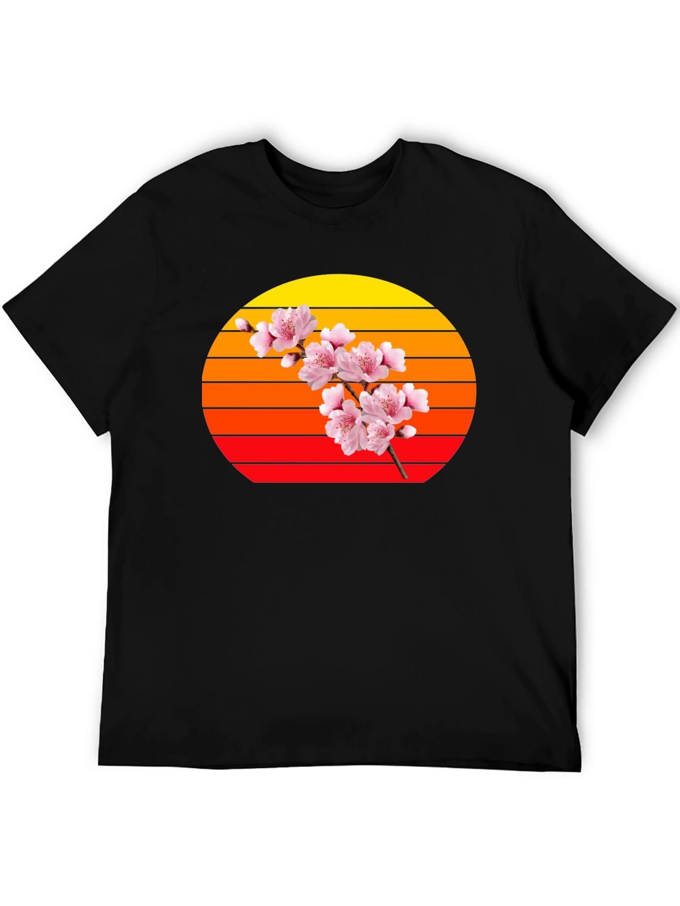 Cherry Blossom Sunset Graphic Tee - Trendy Style