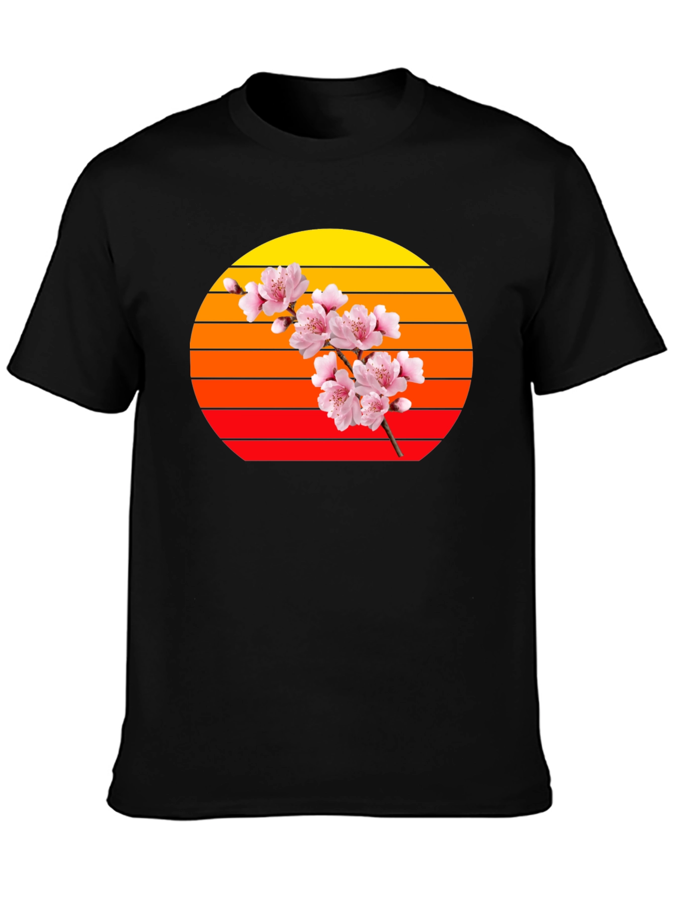 Cherry Blossom Sunset Graphic Tee - Trendy Style