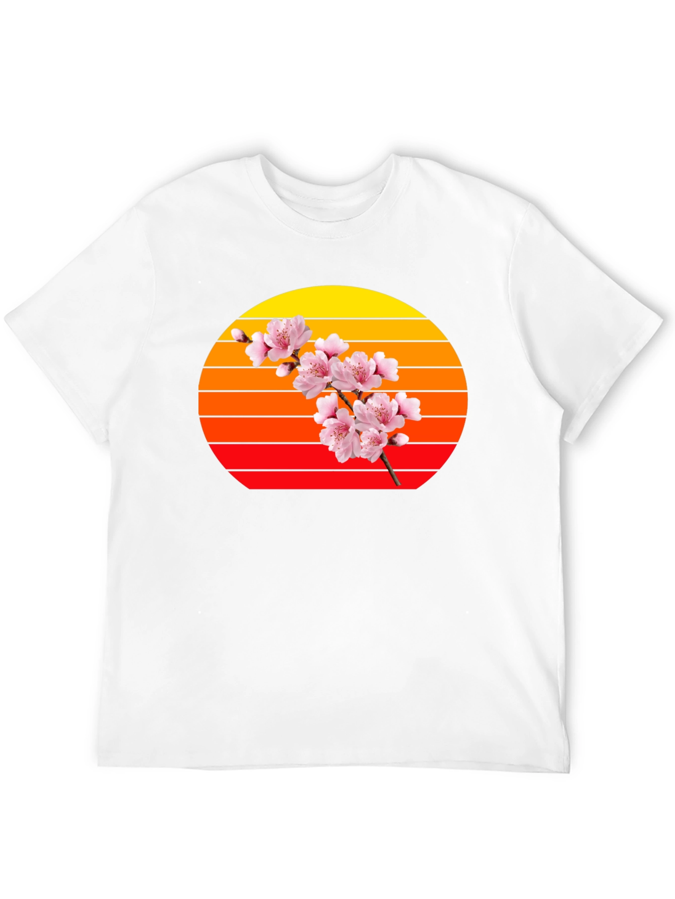 Cherry Blossom Sunset Graphic Tee - Trendy Style