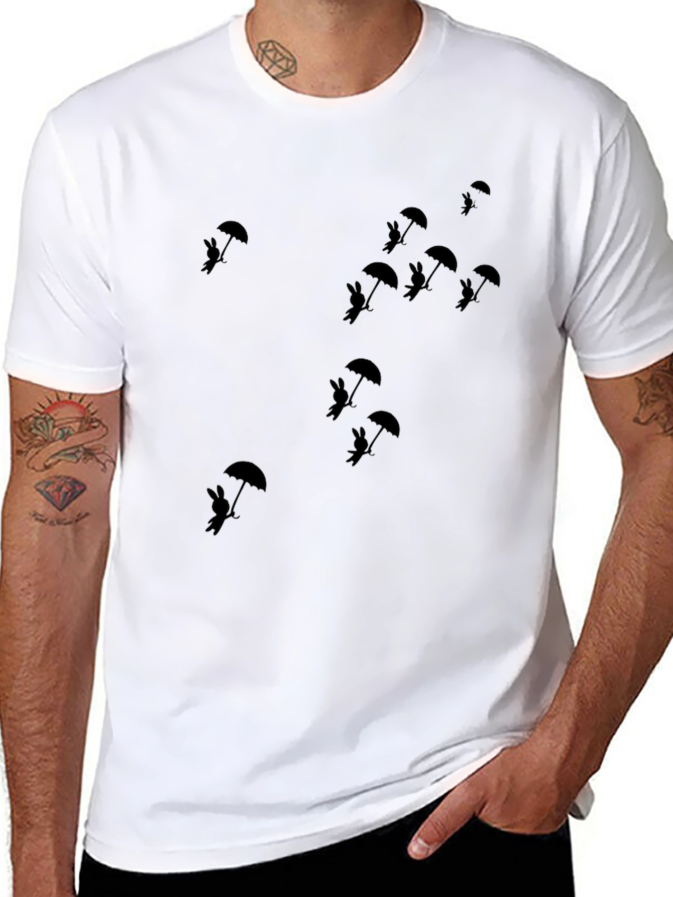 Bunny Umbrella Black Tee