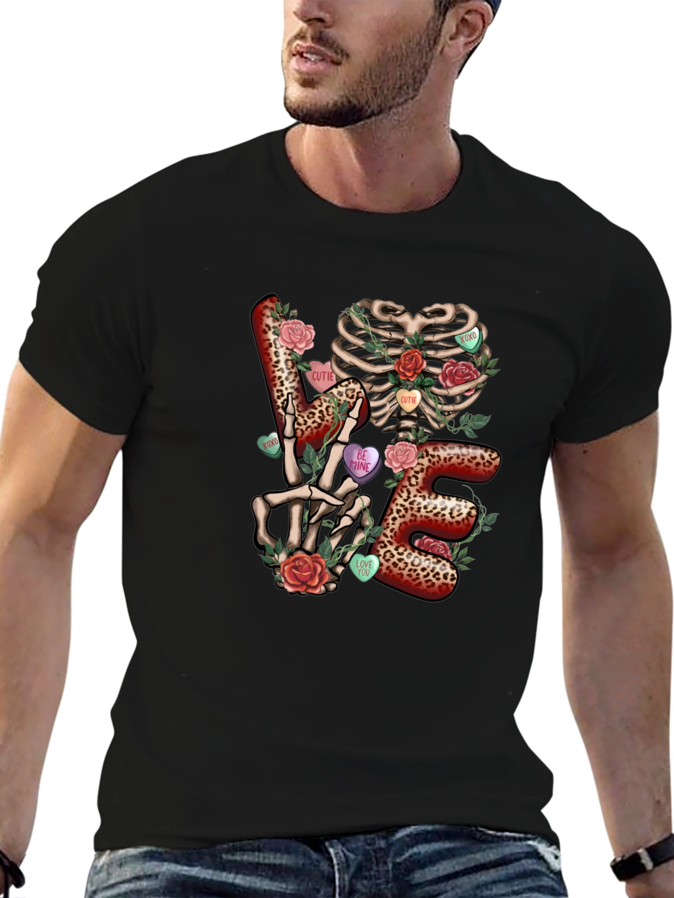 LOVE Skeleton Valentines Day T-Shirt