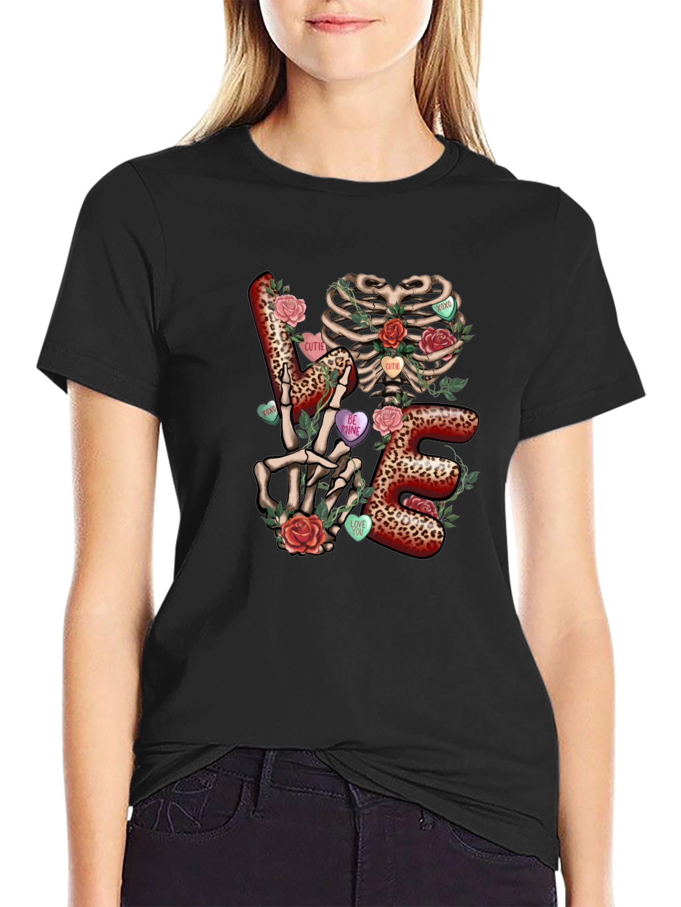 LOVE Skeleton Valentines Day T-Shirt