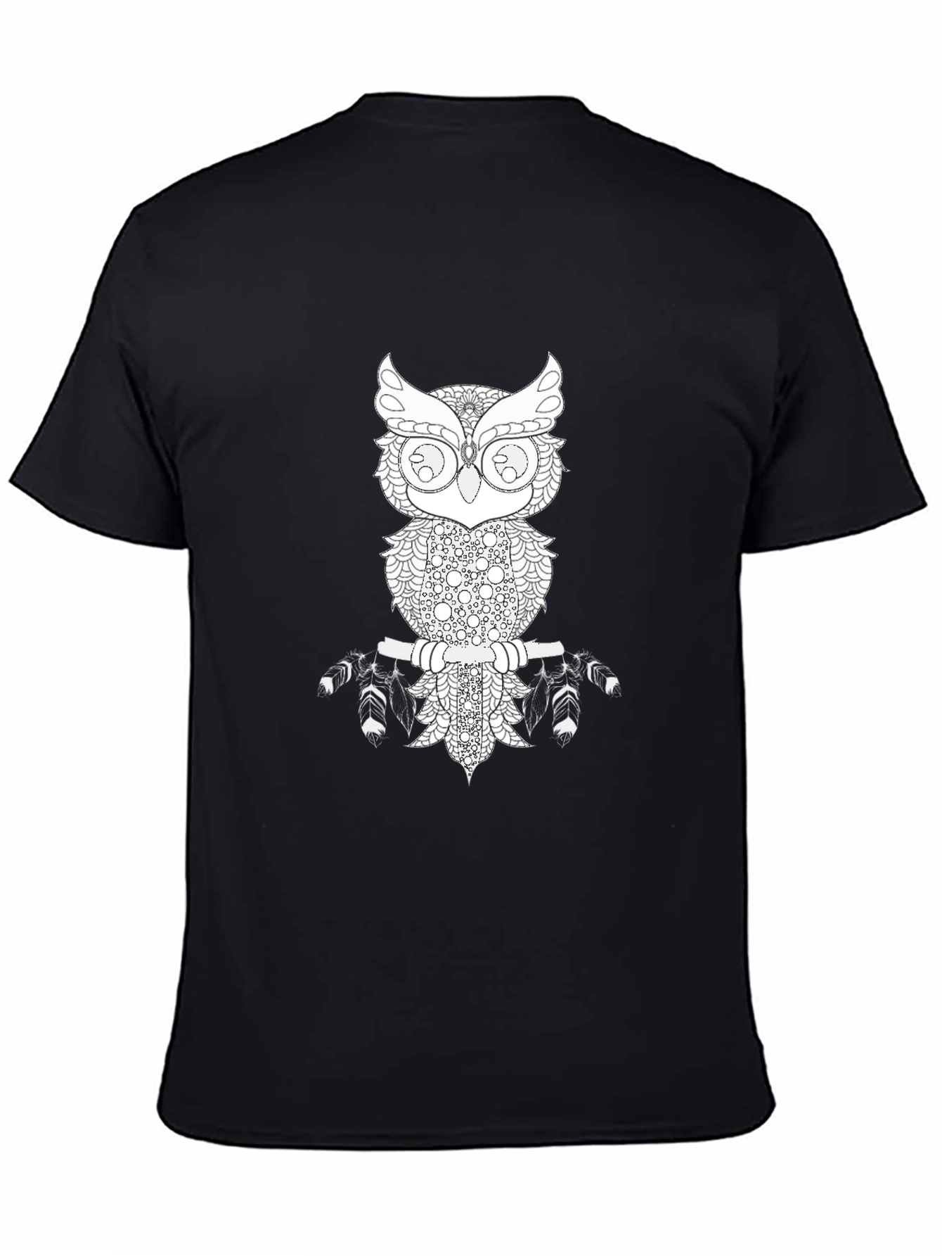 Owl Graphic Print Black T-Shirt