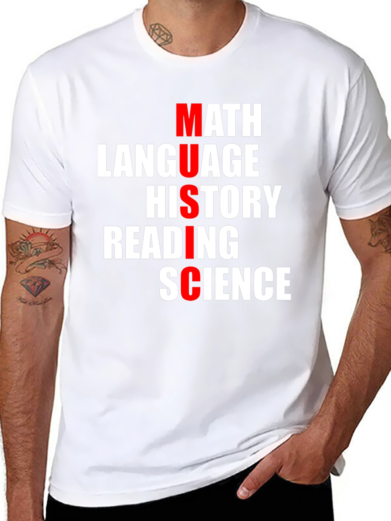 Music Subjects T-Shirt: Math Language History Reading Science