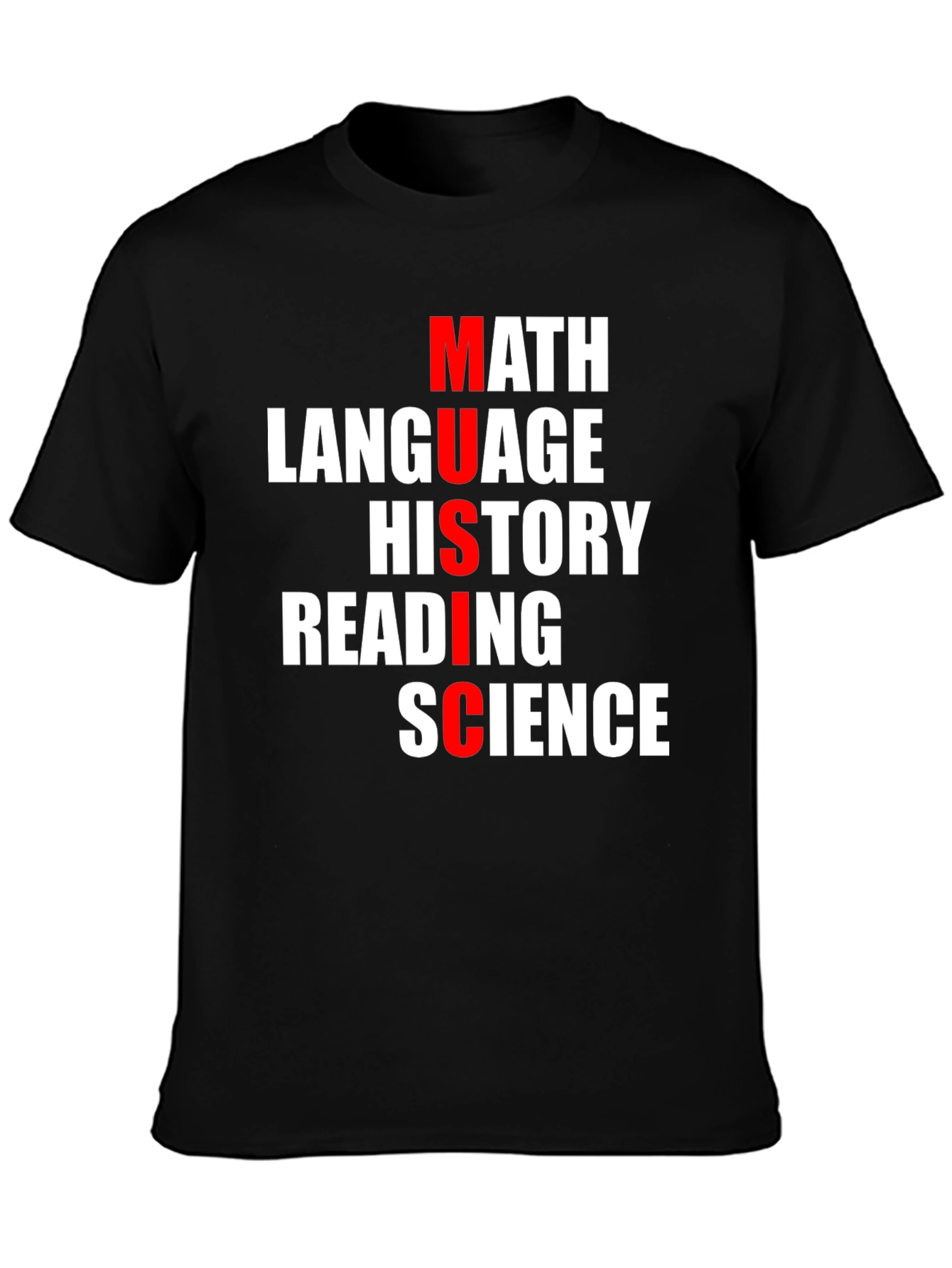 Music Subjects T-Shirt: Math Language History Reading Science