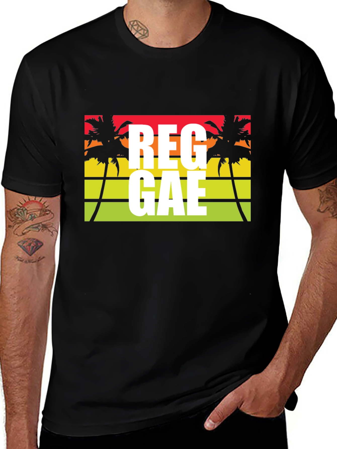 Reggae Palm Tree Graphic T-Shirt