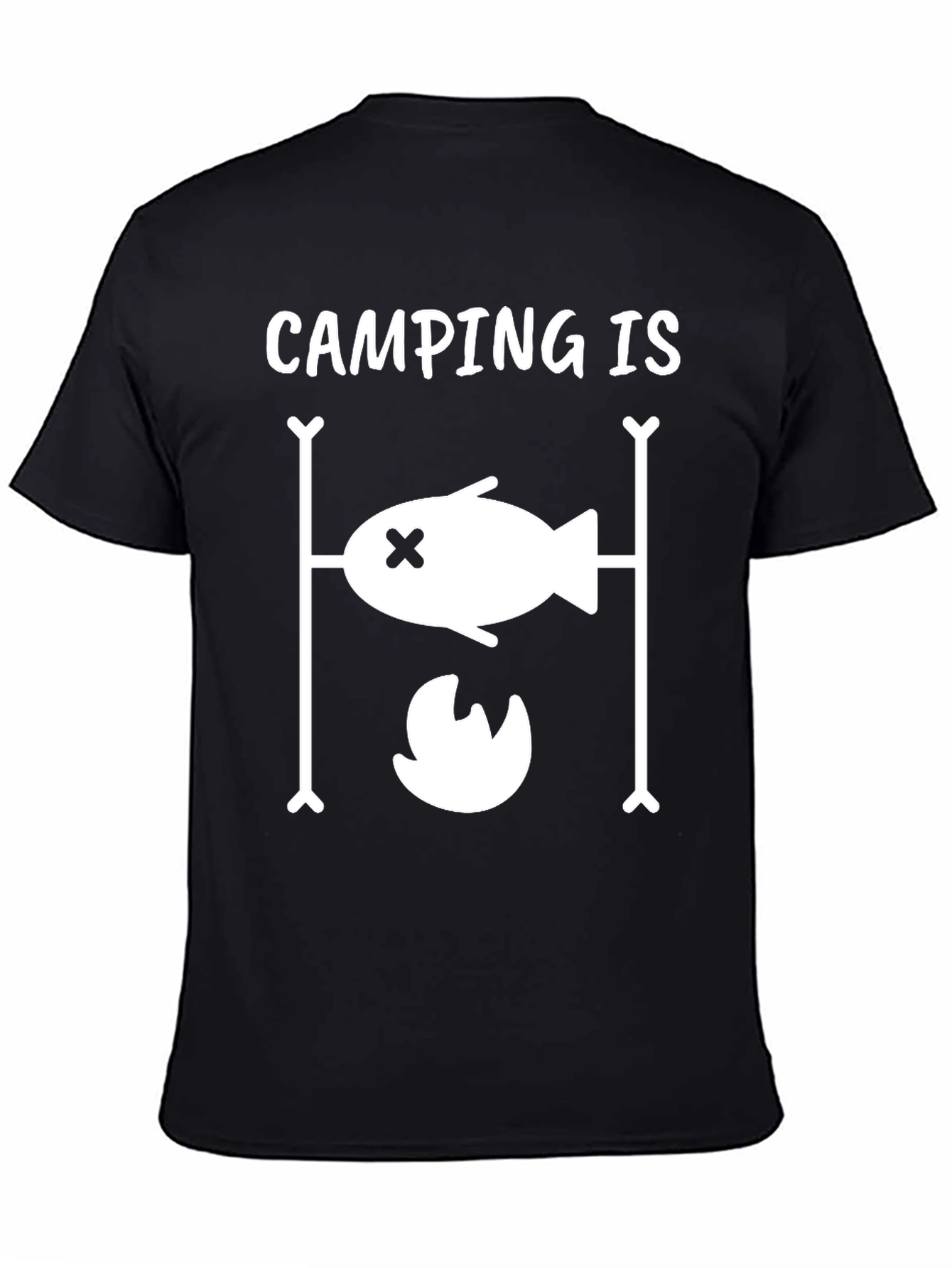 Camping Is T-Shirt Fish Over Fire Design