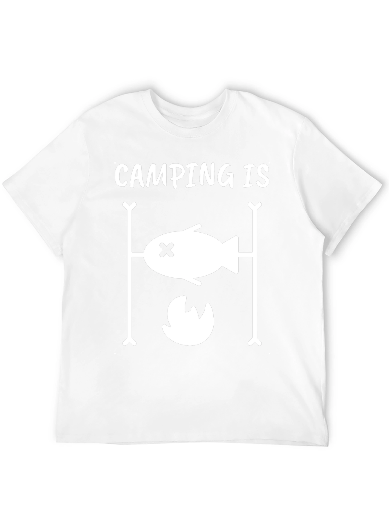 Camping Is T-Shirt Fish Over Fire Design