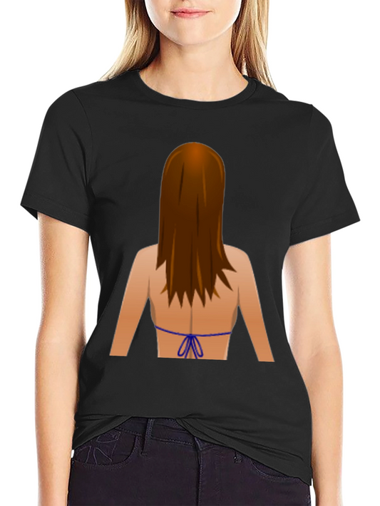 Emoji Bikini Back Print Black T-Shirt