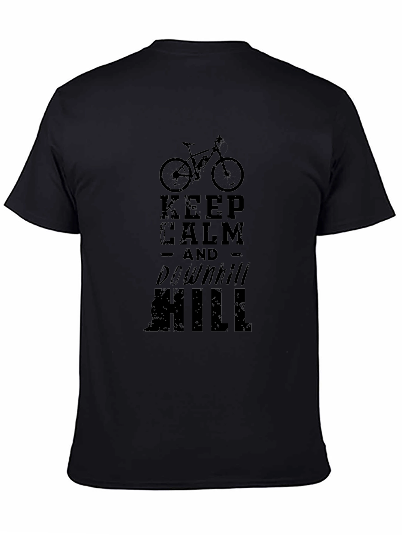 Keep Calm Downhill Bike Graphic Tee - Black