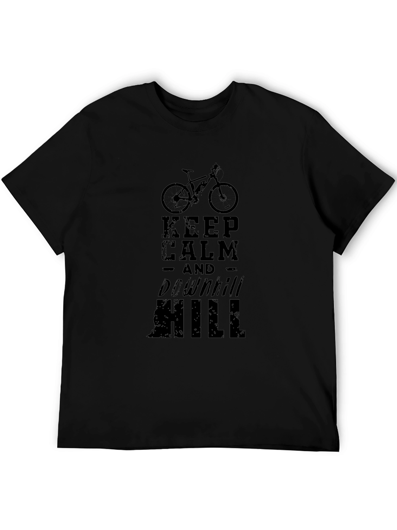 Keep Calm Downhill Bike Graphic Tee - Black