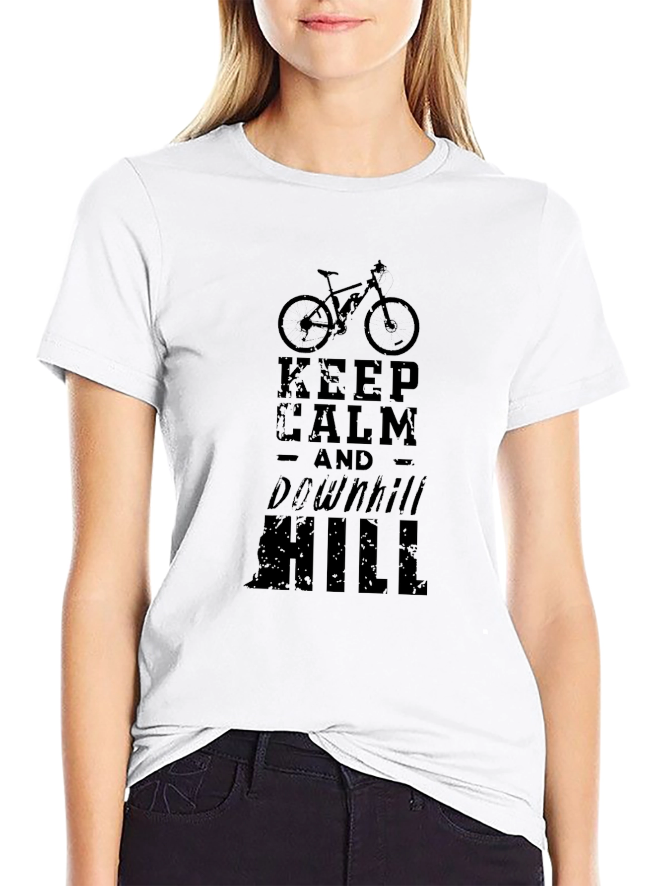 Keep Calm Downhill Bike Graphic Tee - Black