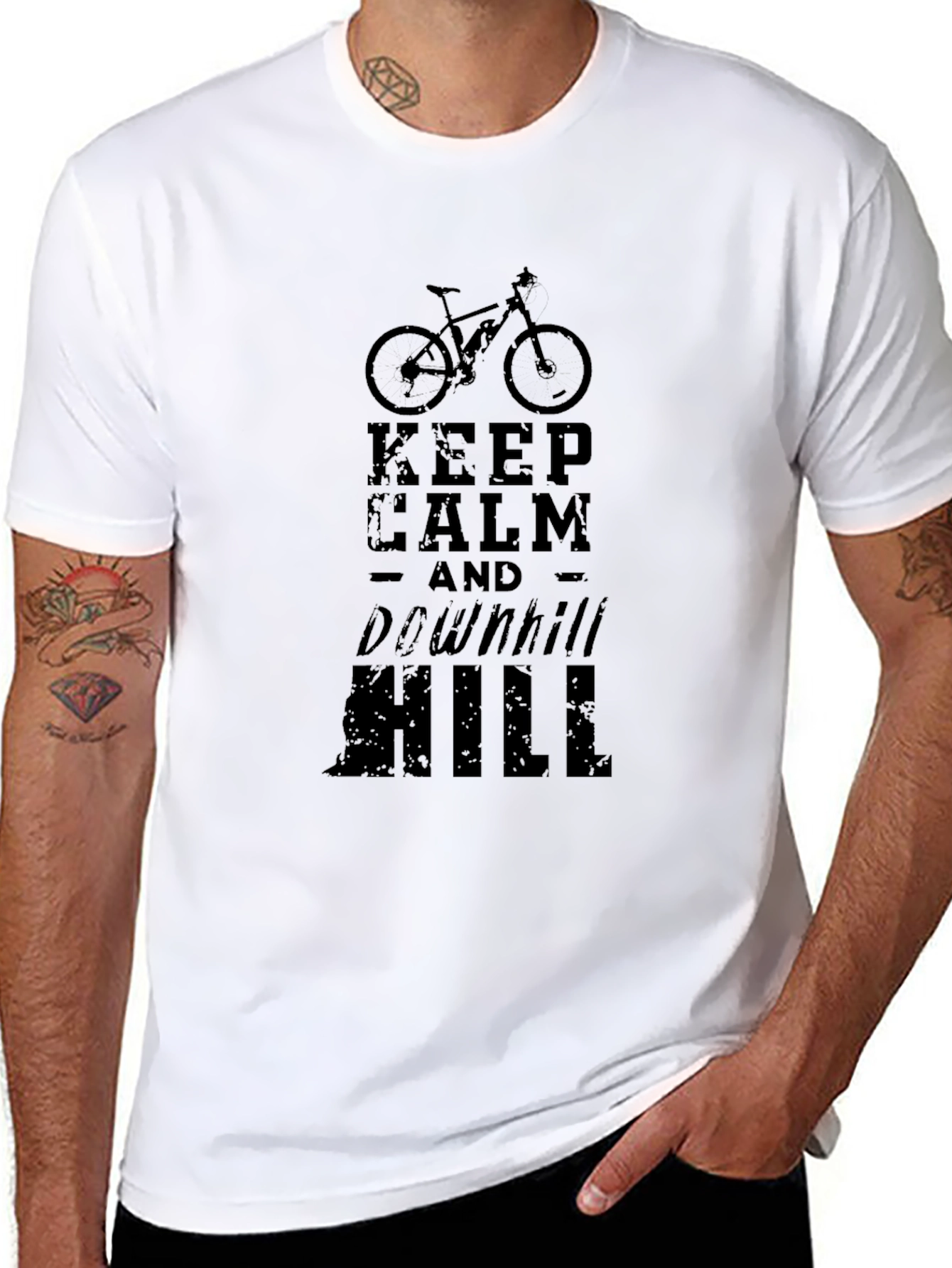 Keep Calm Downhill Bike Graphic Tee - Black