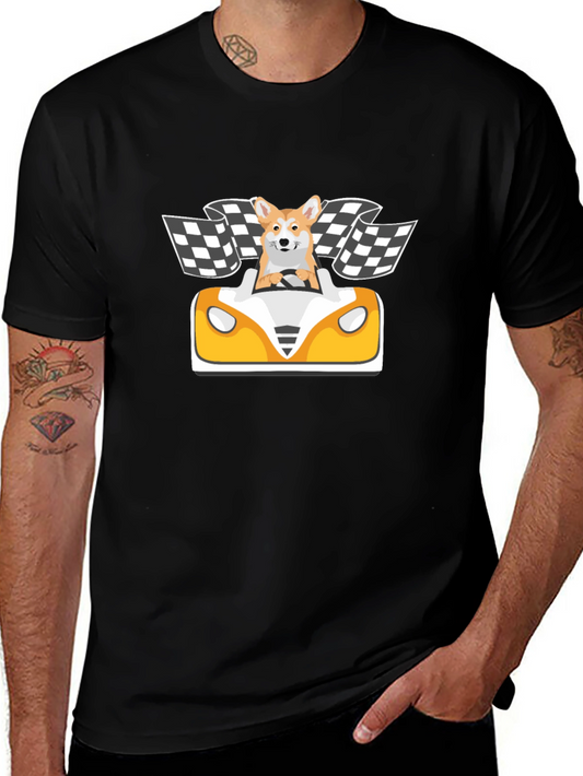 Corgi Driver T-Shirt: Race Car Dog Tee