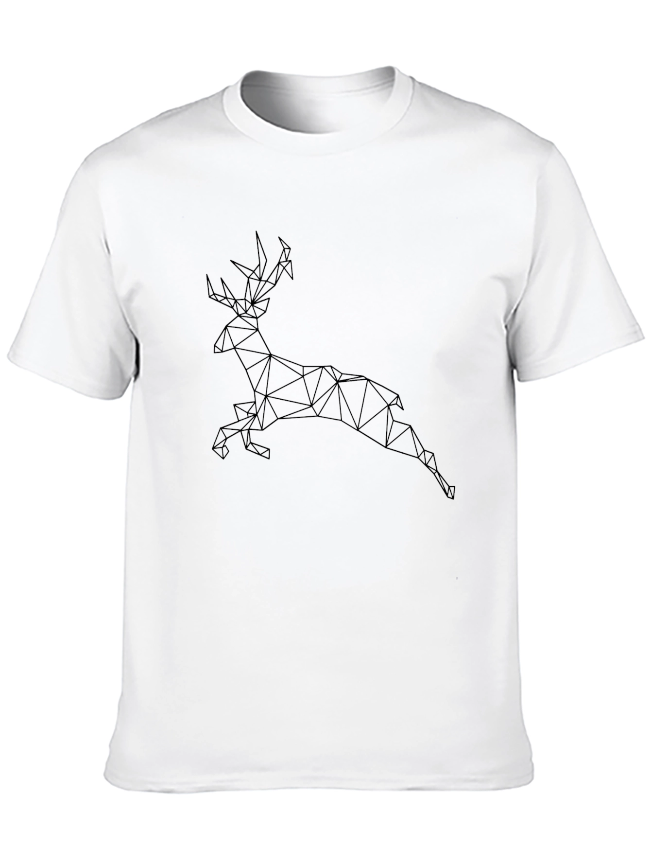 Geometric Deer Graphic Tee - Modern Mens Black T-Shirt