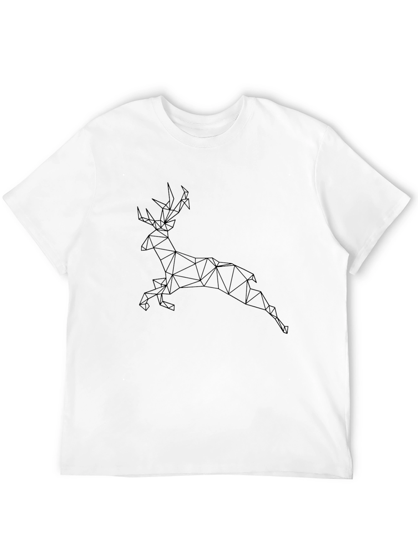 Geometric Deer Graphic Tee - Modern Mens Black T-Shirt
