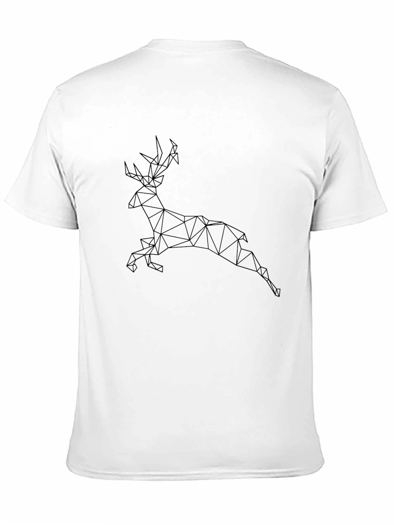Geometric Deer Graphic Tee - Modern Mens Black T-Shirt