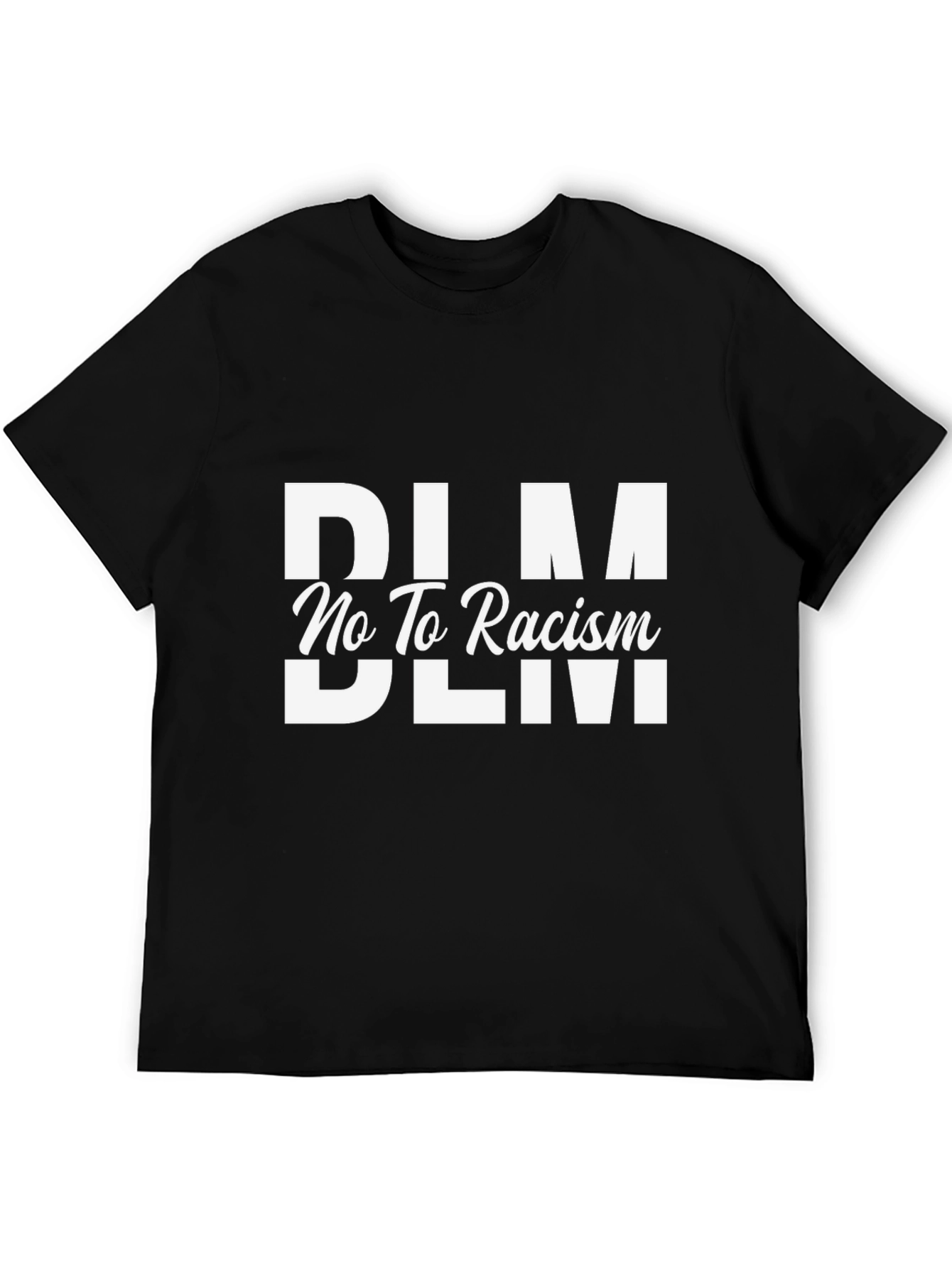 BLM No To Racism Graphic T-Shirt - Black