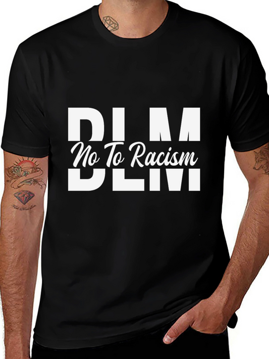 BLM No To Racism Graphic T-Shirt - Black
