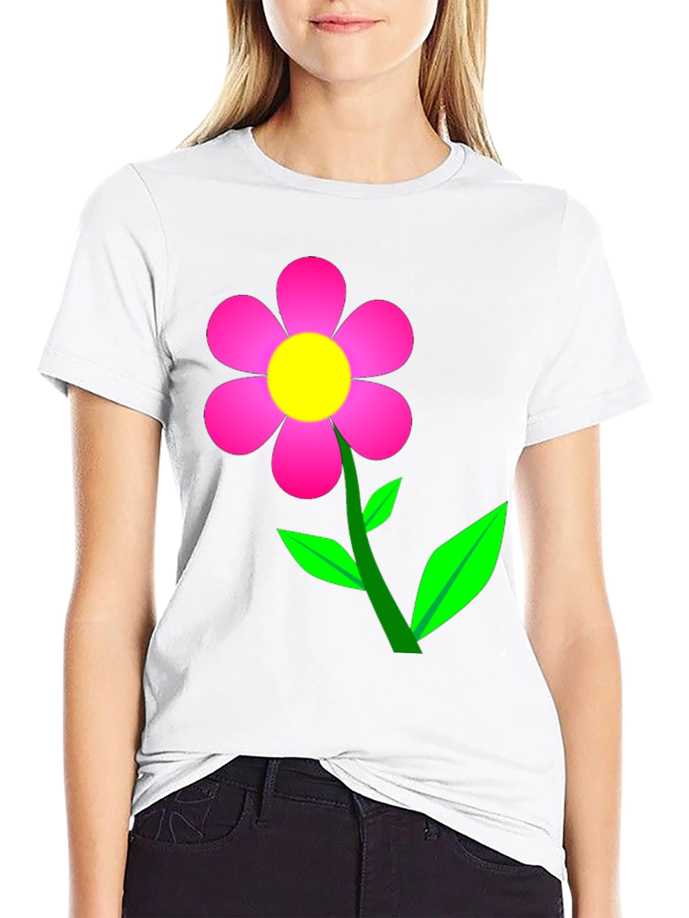 Flower Power Graphic Tee - Soft Black Cotton T-Shirt