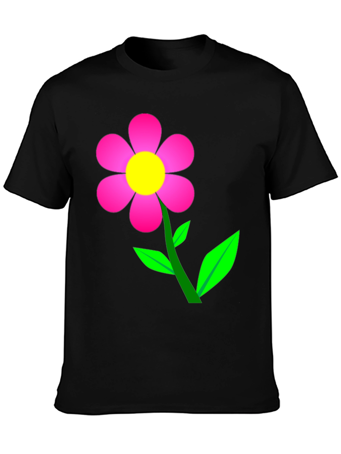 Flower Power Graphic Tee - Soft Black Cotton T-Shirt