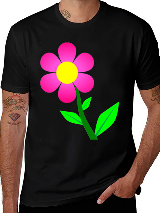 Flower Power Graphic Tee - Soft Black Cotton T-Shirt